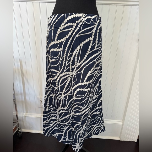 NWT DIXIE Italian Midi Bais Navy White Skirt ~ Large ~ GORGEOUS - Picture 7 of 10